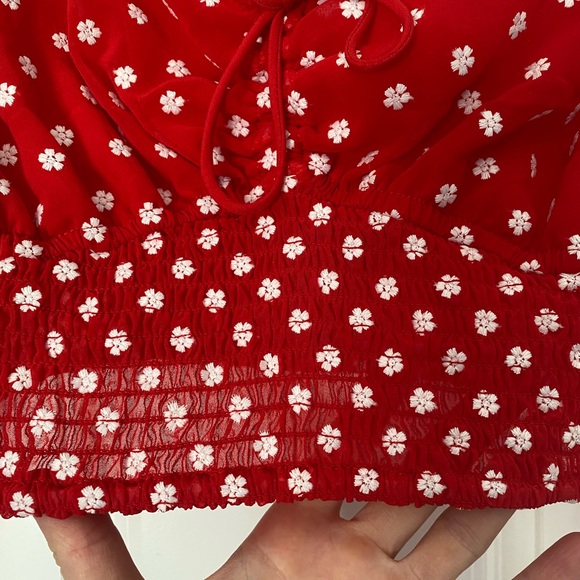 Finders Keepers Blossom Rouched Top Red a blouse - Picture 6 of 7